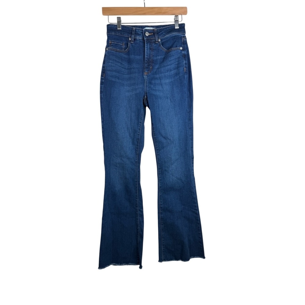 Loft The Slim Flare Frayed Hem‎ Jeans size 0/25 Dark Blue